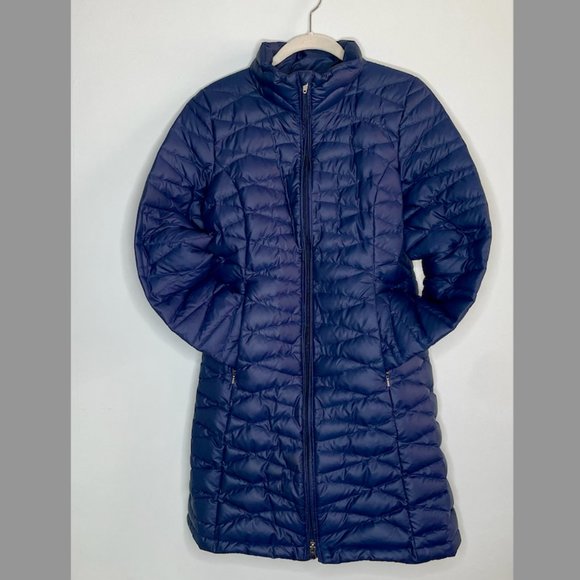 Patagonia Fiona Navy Long Quilted Parka Winter Walking Jacket - Picture 1 of 8